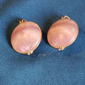 Vintage Pink Pearl Round Clip On Earrings